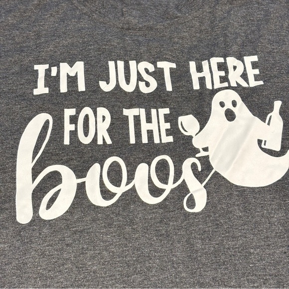 Just Here For The Boos T-Shirt New - funny Halloween shirt 👻 Grey Large - Picture 3 of 9